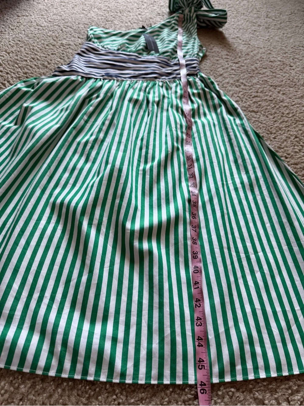 French Connection Alexis One Shoulder Dress Sz 4 Striped Bow Vacation NWT - Picture 9 of 11